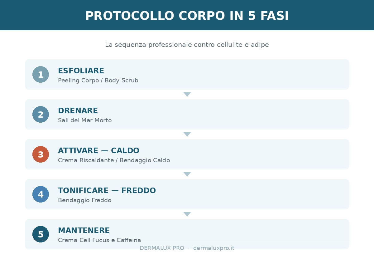Le 5 fasi del protocollo corpo anticellulite professionale - Dermalux Pro